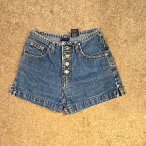 Route 66 Women's Vintage Denim High Waist Button Up Shorts 100% Cotton Size 7/8